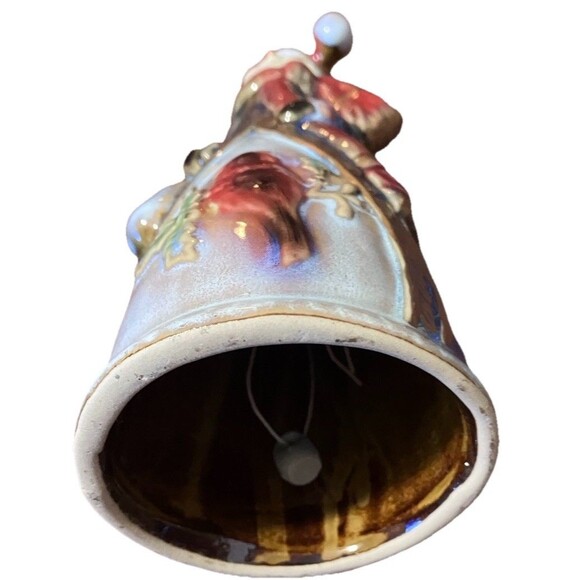 Vintage Old World Snowman Bell With A Cardinal Bird Glazed Shiny 8" Christmas - Picture 2 of 16